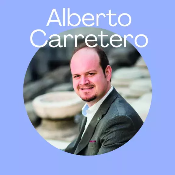 portrait du compositeur Alberto Carretero dans un cercle
