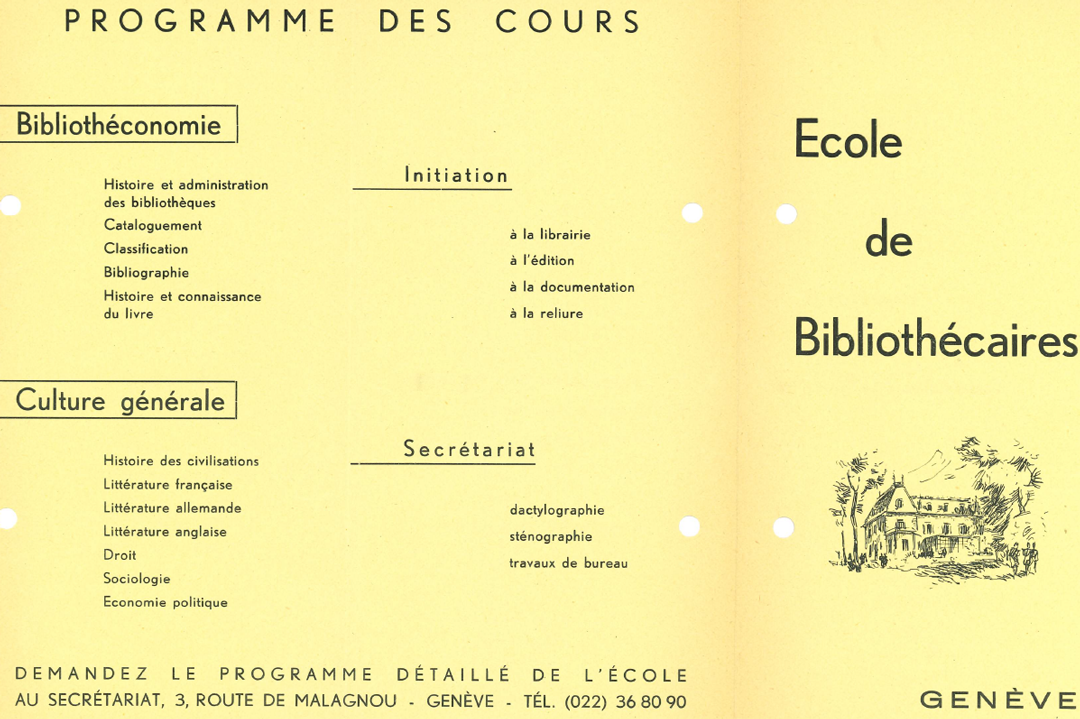 Programme de l'Ecole de Bibliothécaires