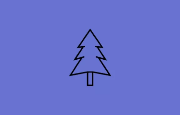 Un fond bleu avec un sapin dessiné