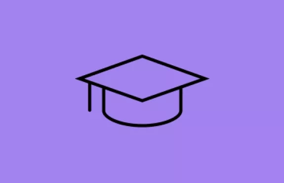 Un fon violet sur lesquel est dessiné une toque de diplôme