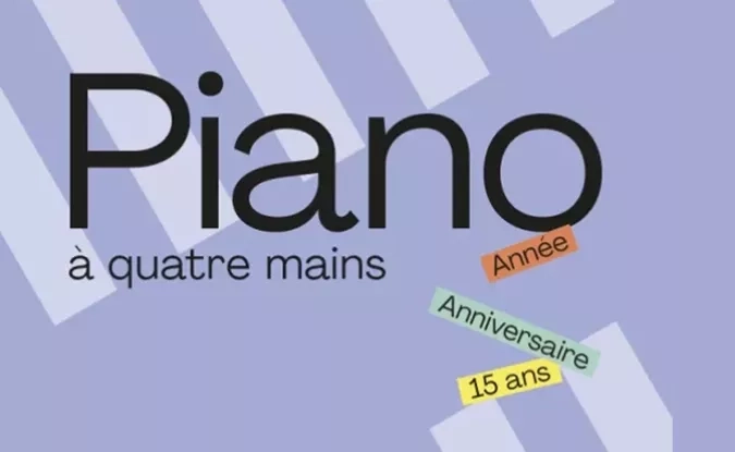 Affiche pour le concert Piano à 4 mains de la HEM