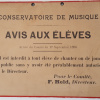 Pancarte. Genève : Conservatoire de musique de Genève, 1896. Source : Haute école de musique – Conservatoire supérieur de musique de Genève.