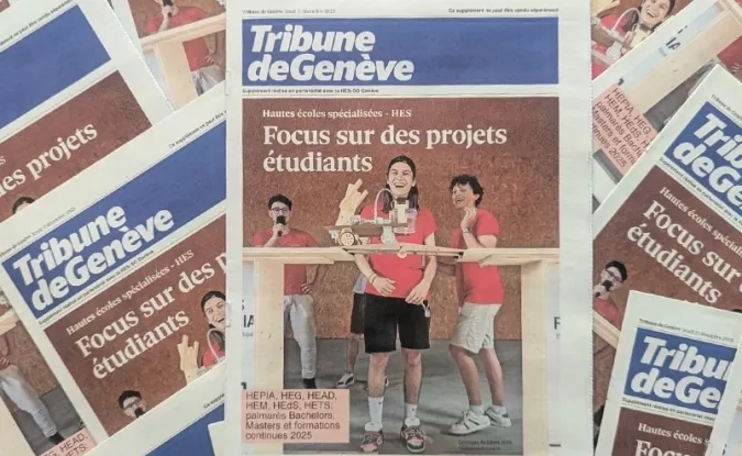 Photo des suppléments HES dans la Tribune de Genève du 11 décembre 25