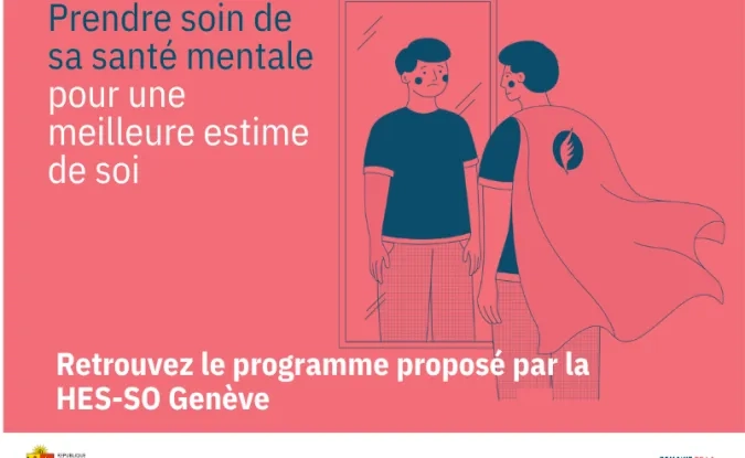 Visuel dessiné montrant une personne regardant dans un miroir