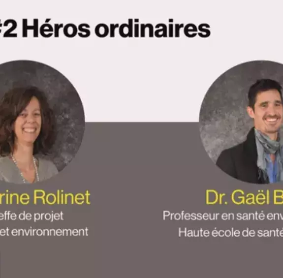 visuel du podcast "santé et environnement" - portraits de Mme Sandrine Rolinet et Dr Gaël Brulé