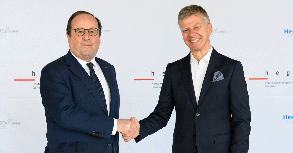 M. François Hollande, Président de la République française de 2012-2017 & M. Andrea Baranzini, Directeur de la HEG-Genève