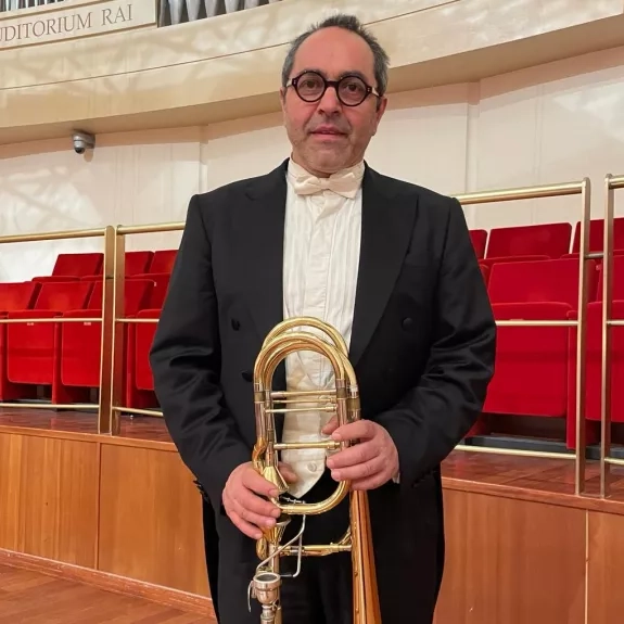 portrait du tromboniste Antonello Mazzucco