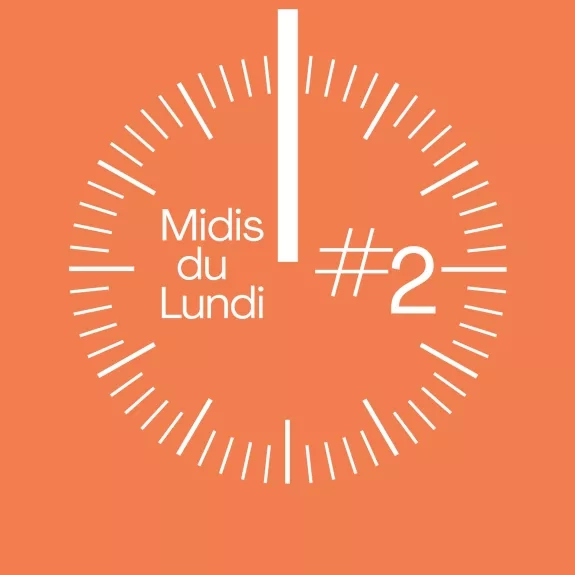 Horloge pointant sur midi sur fond mandarine