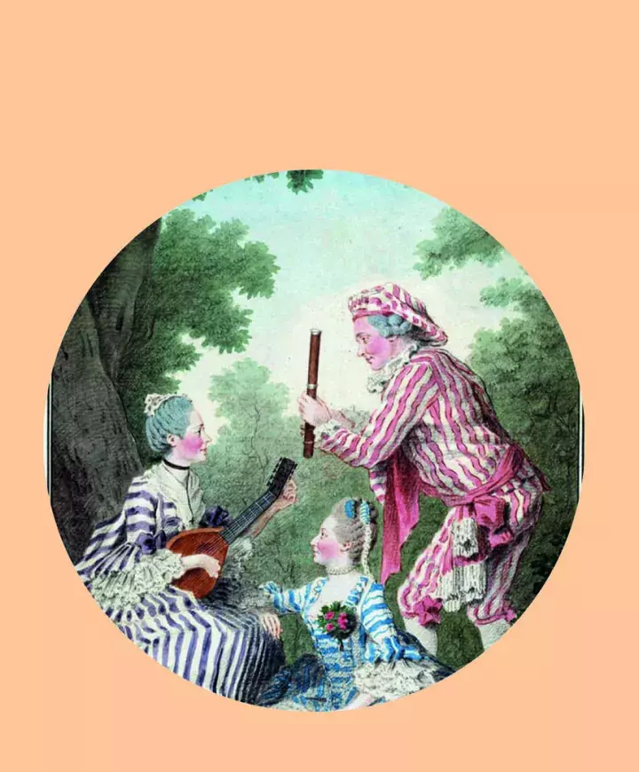 musiciens baroques en pleine nature dans un cercle