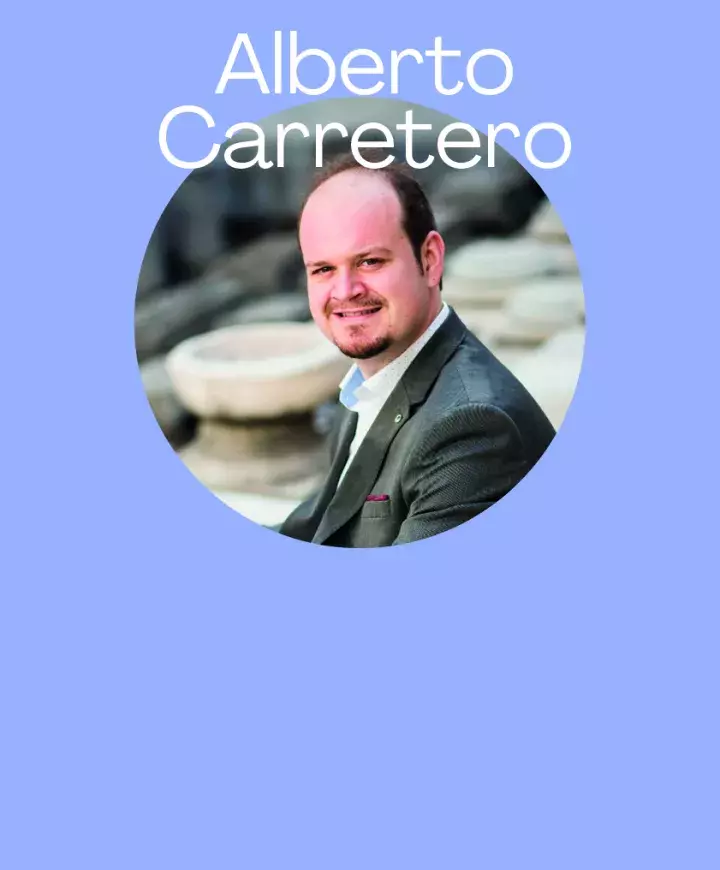 portrait du compositeur Alberto Carretero dans un cercle