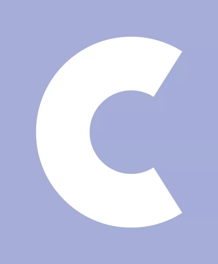 Lettre C en blanc sur fond violet