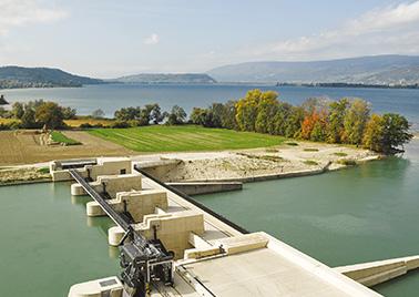 visuel de la centrale hydroélectrique de Hagneck