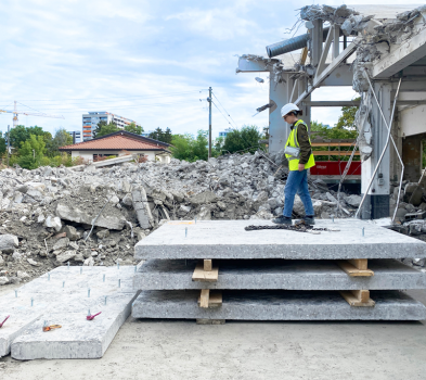 Dalles de béton réemployé sciées