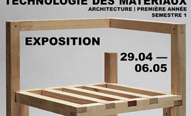 visuel de l'exposition représentant une assise en bois