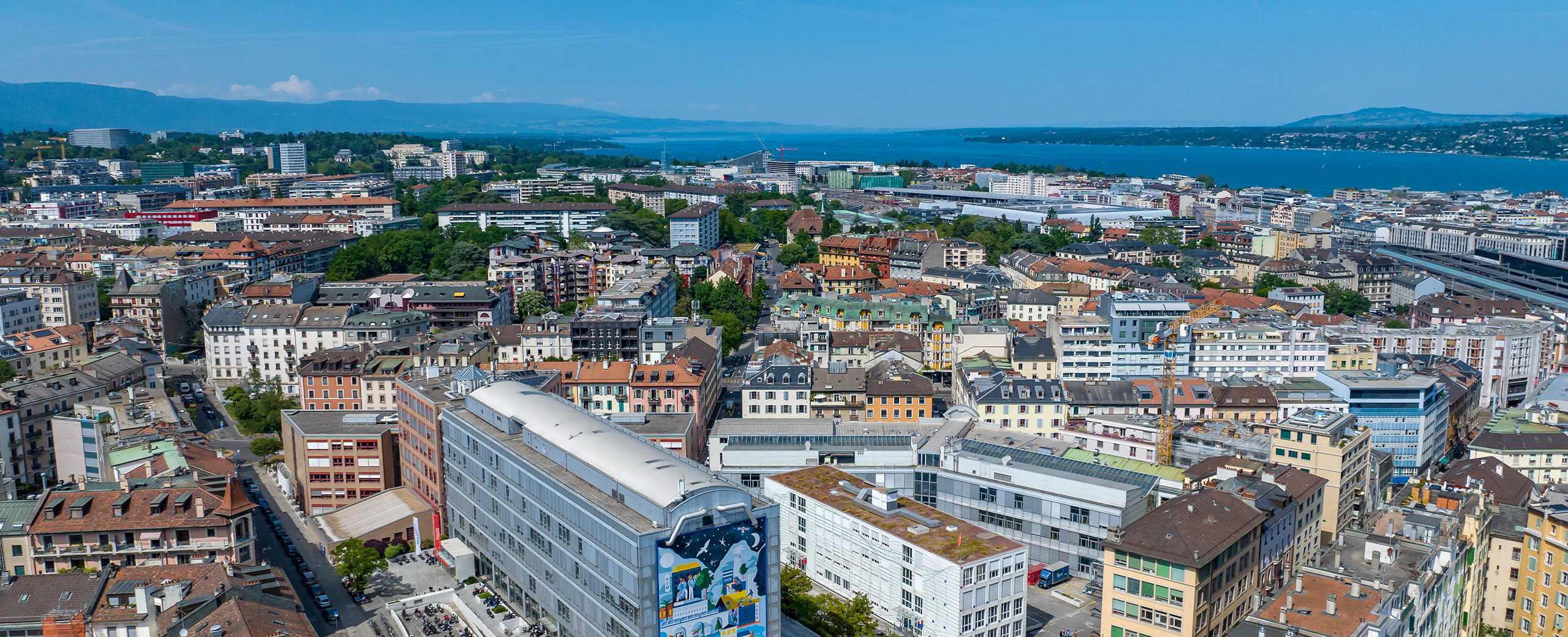 Vue aérienne campus HEPIA Prairie