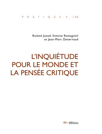 Couverture "L’inquiétude pour le monde et la pensée critique"