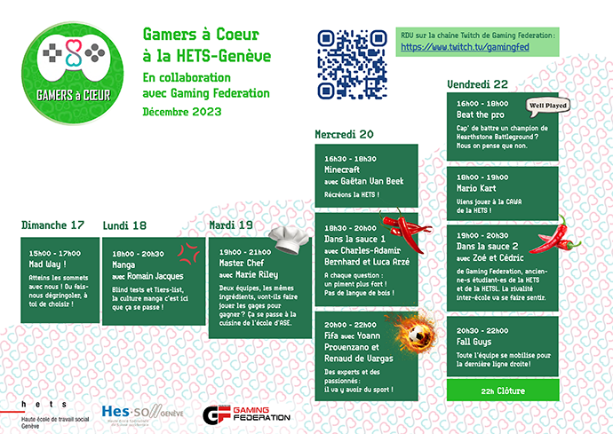 Programme Gamers à Coeur 2023