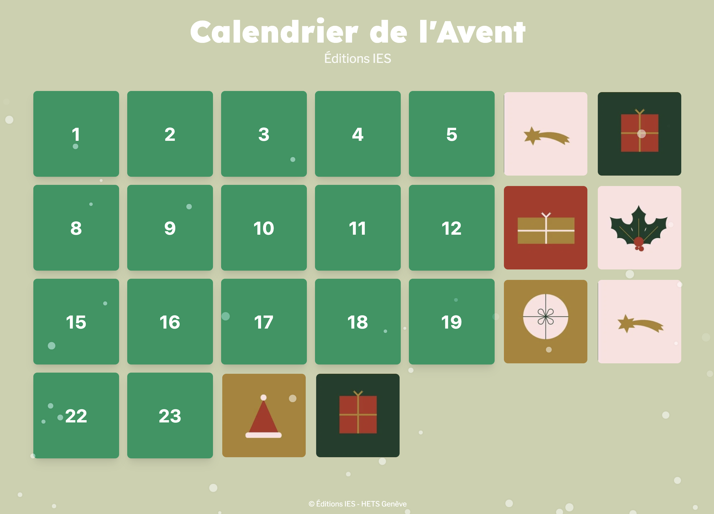 Le calendrier de l'avent des Editions ies